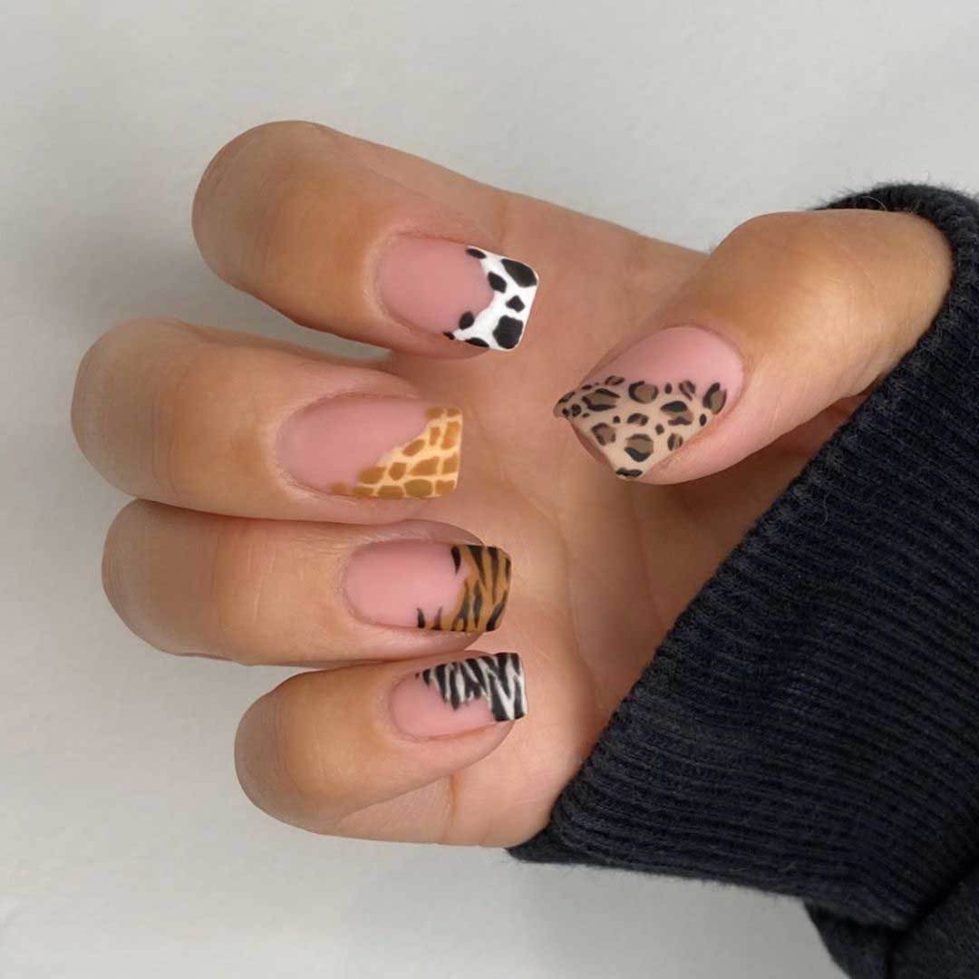 Wild Safari Medium Square Matte Animal Print Press-On Nail Set