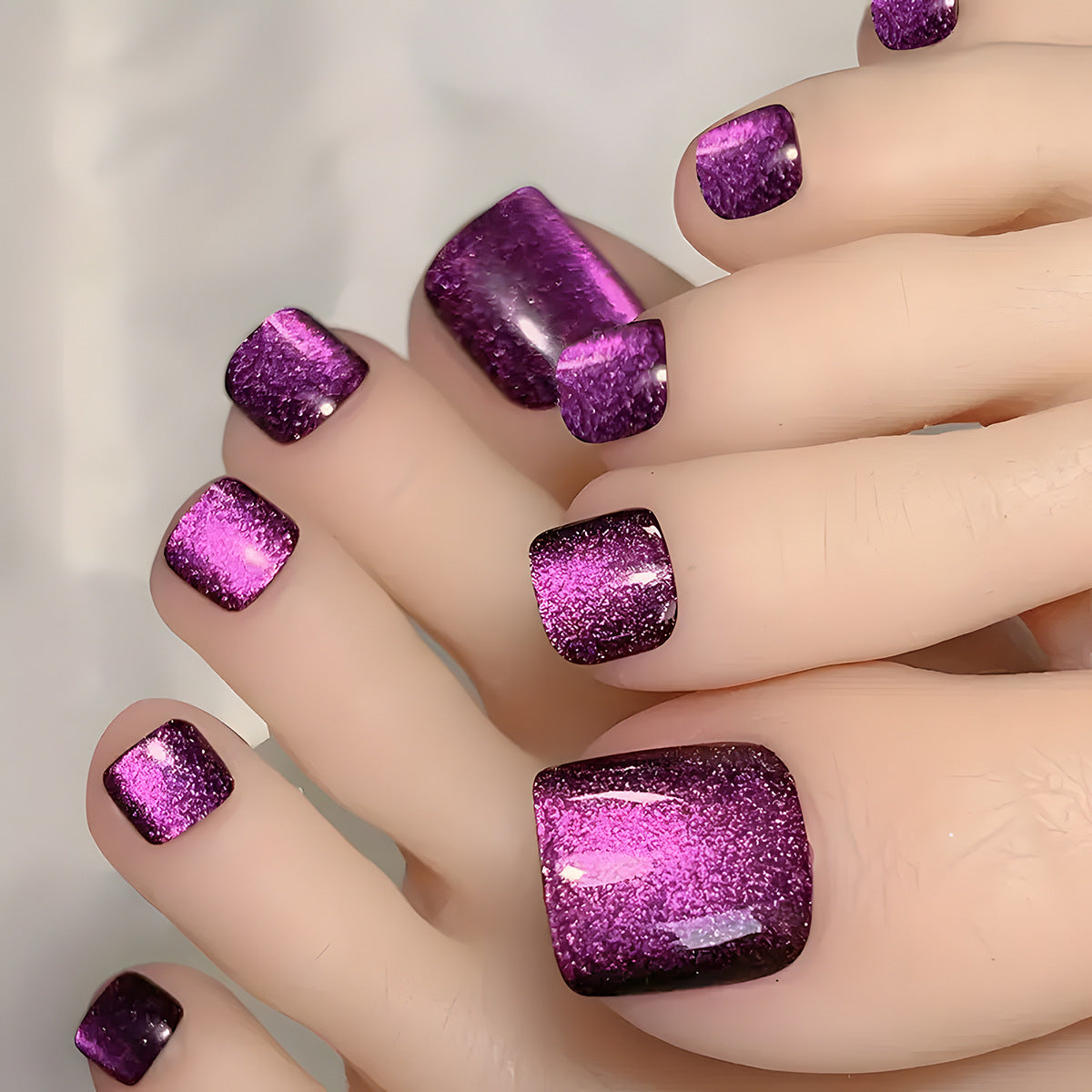 Glamorous Evening Sparkle Square Short Purple Glitter Press On Nail Set