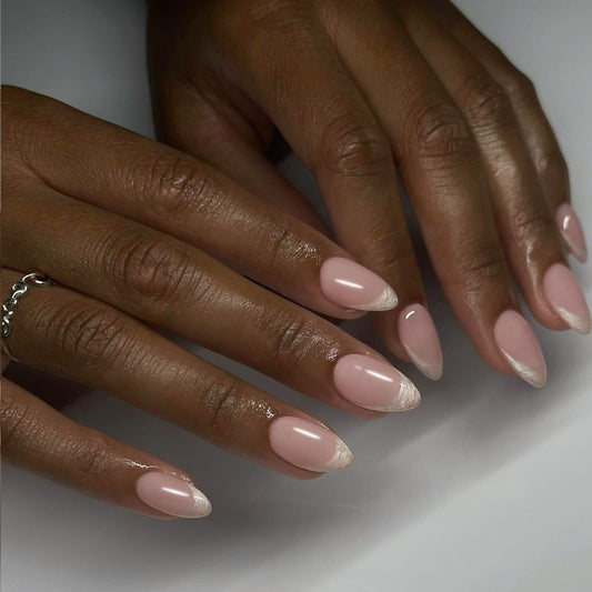 Elegant Affair Long Almond Soft Pink Glitter Accent Press On Nail Set