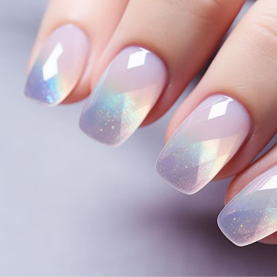 Celestial Dream Medium Square Lavender Ombre Press On Nail Set with Iridescent Sparkle