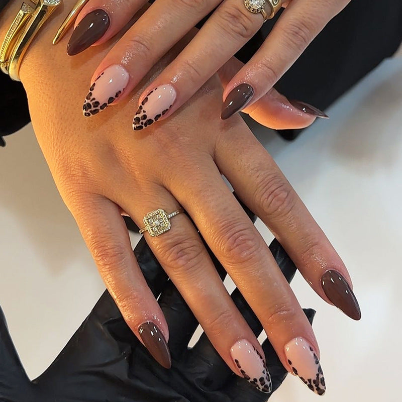 Savannah Chic Long Almond Brown and Beige Animal Print Press On Nail Set
