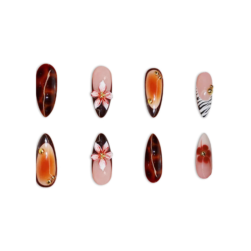 Set of nail art designs on a white background