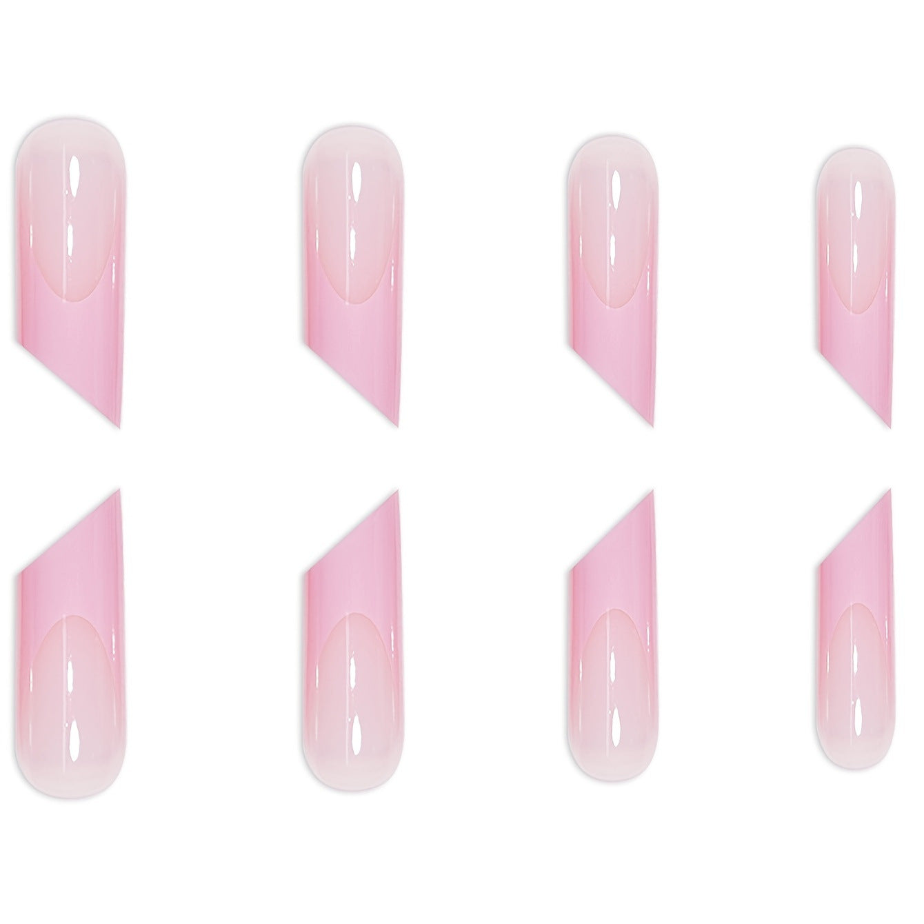 Blush Blossom Elegant Long Pink Square Press On Nails with Unique Ombre Finish