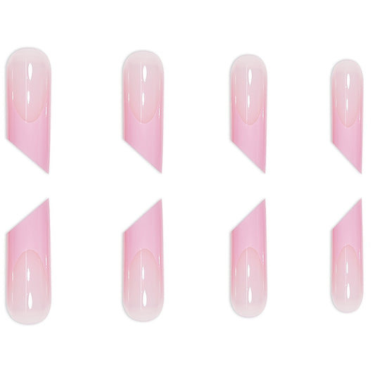Blush Blossom Elegant Long Pink Square Press On Nails with Unique Ombre Finish