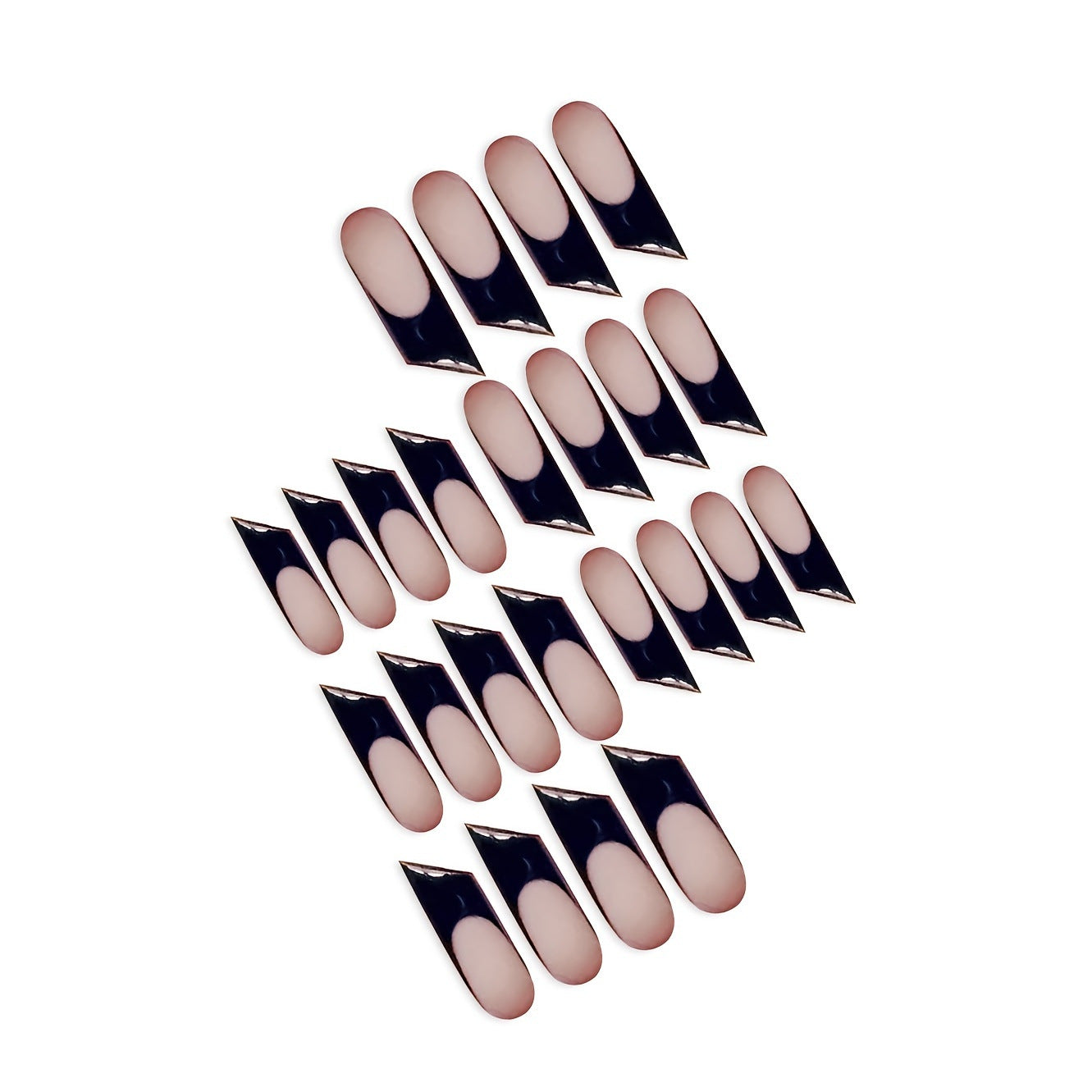 Elegant Twilight Dream Sharp Long Square Black Ombre Press-On Nail Set with Glossy Finish