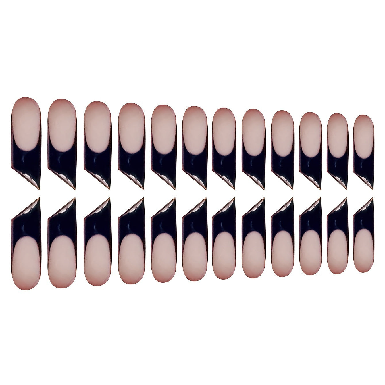 Elegant Enchantment Press On Nail Set Long Square Shape Glossy Black with Unique Edge Design