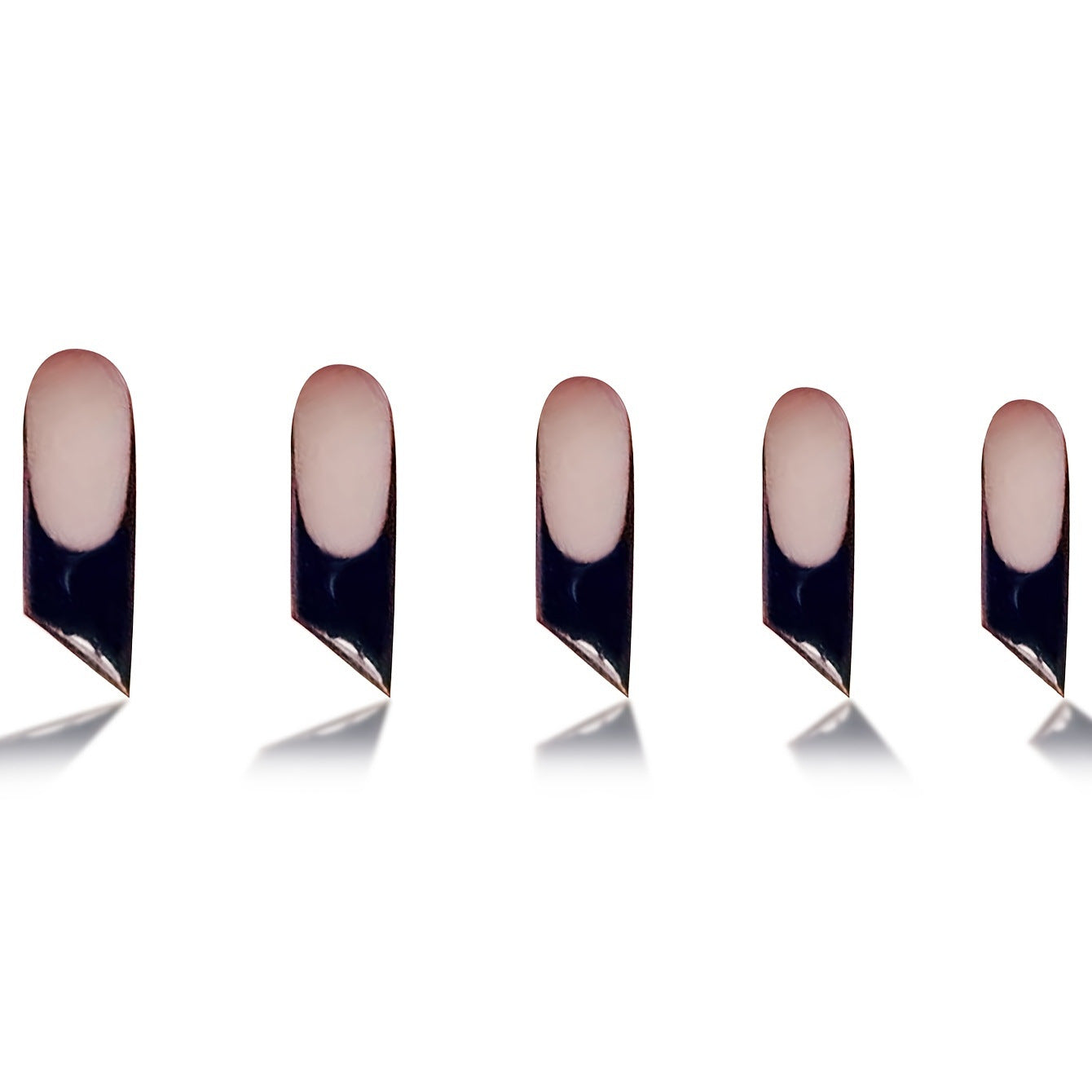 Mystical Night Long Square Shape Gradient Pink and Dark Blue Press-On Nail Set with Unique Glossy Finish