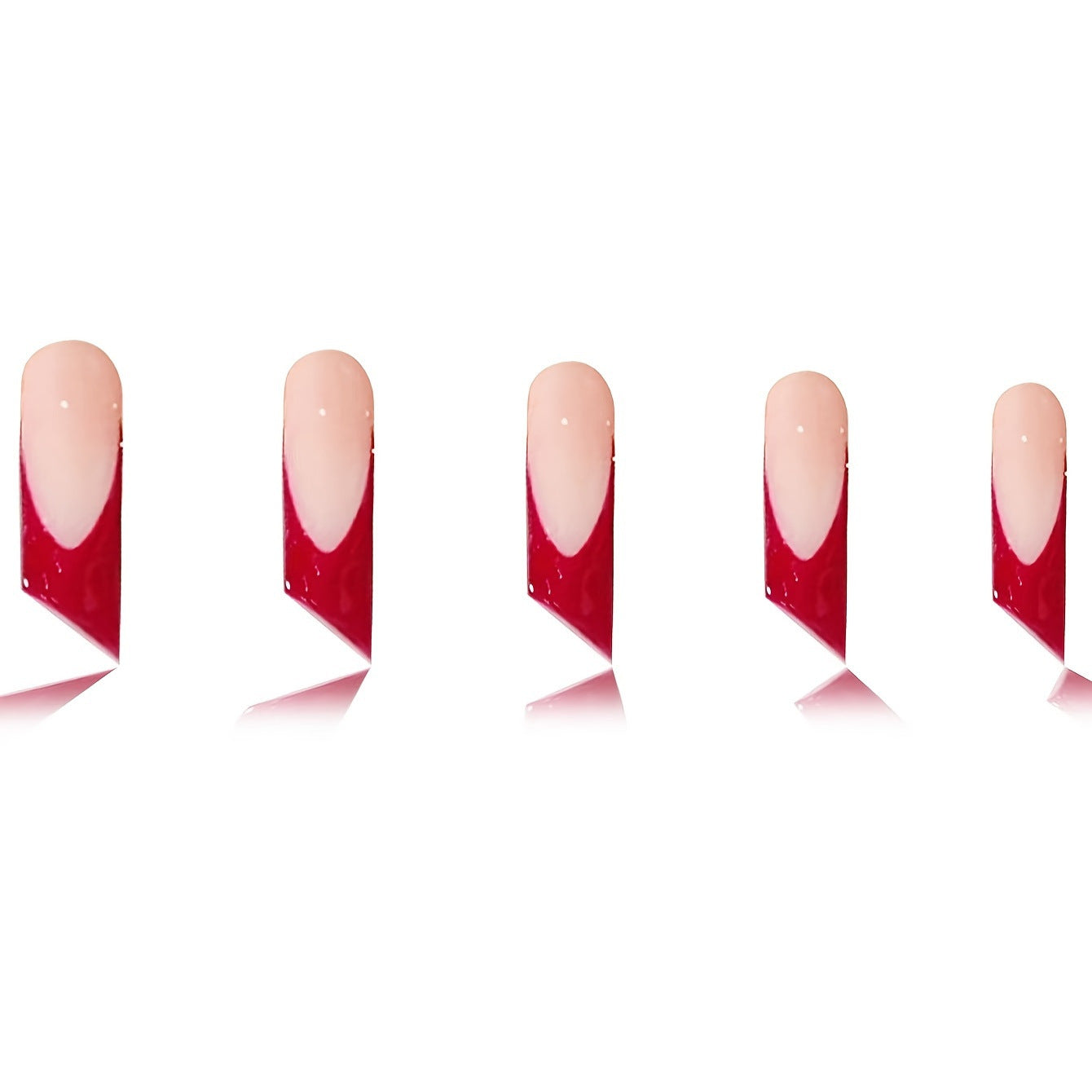 Glamorous Elegance Long Square Red Ombre Press On Nail Set with Glossy Finish