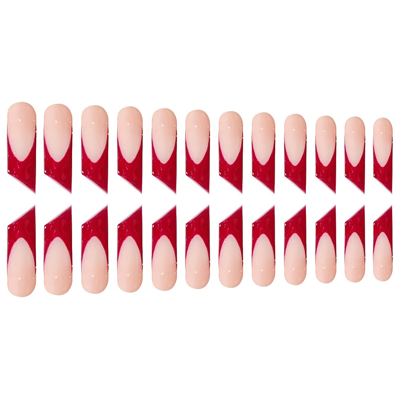 Elegant Romance Long Square Red Gradient Press-On Nail Set with Unique Design Feature