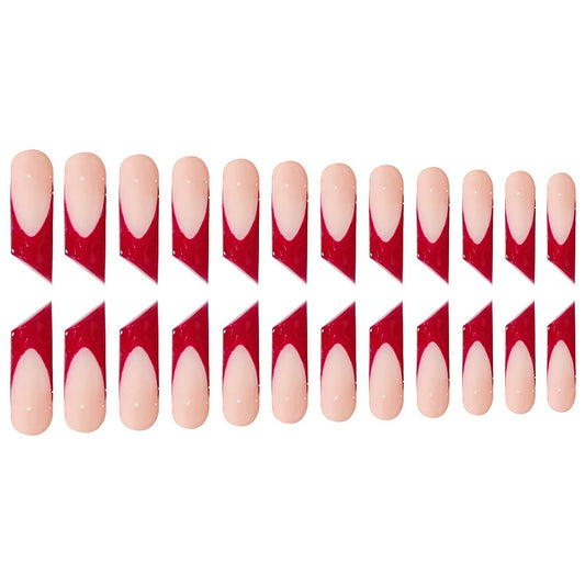 Elegant Romance Long Square Red Gradient Press-On Nail Set with Unique Design Feature
