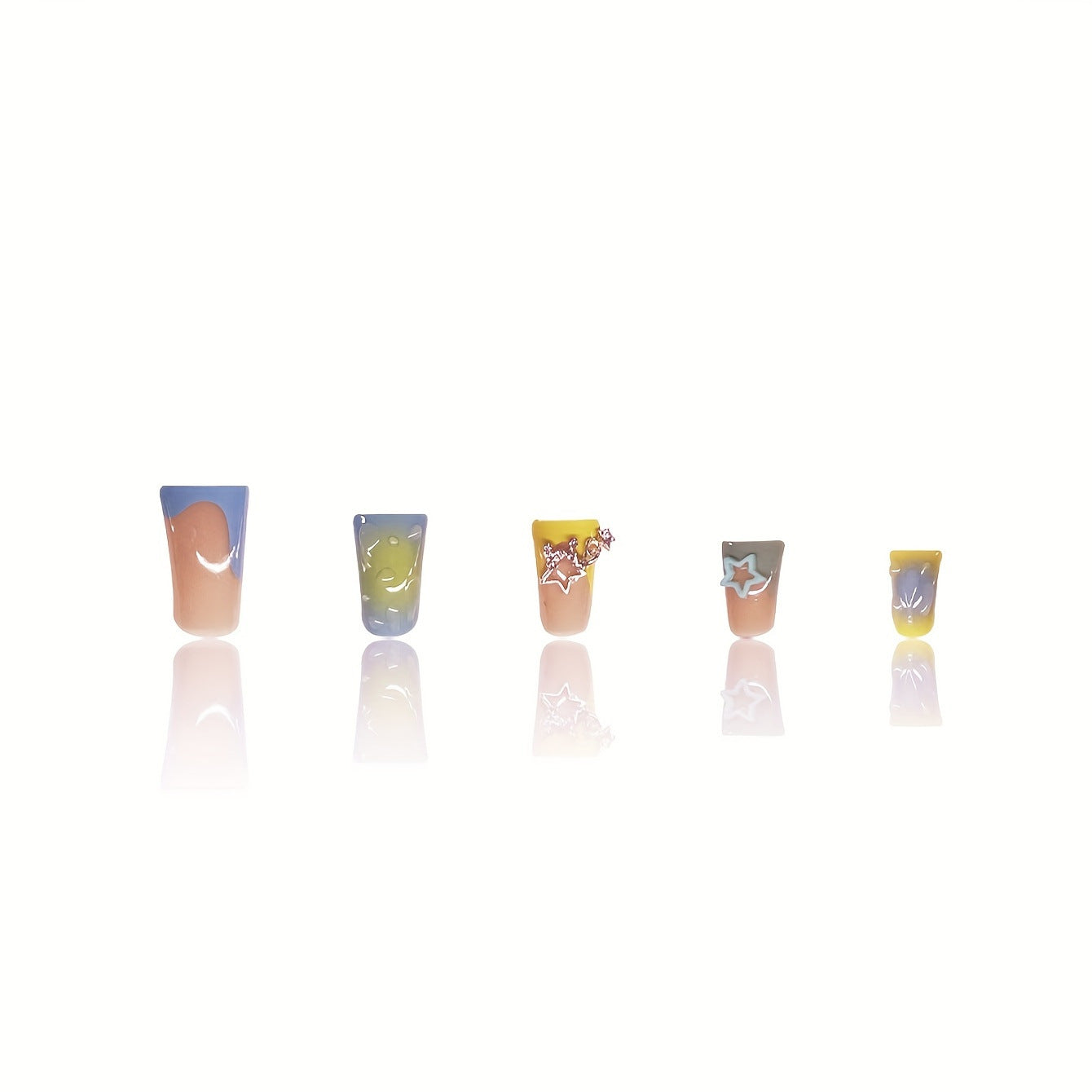 Whimsical Wonders Long Duck Multicolor with Unique Artistic Designs Press On Nail Set