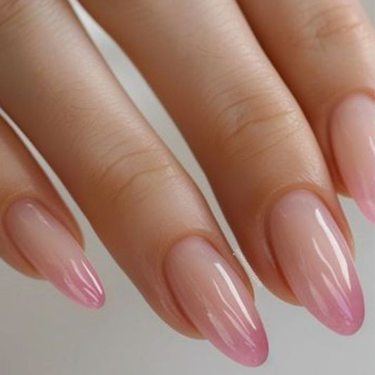 Whimsical Garden Elegant Medium Oval Ombre Pink Press-On Nail Set