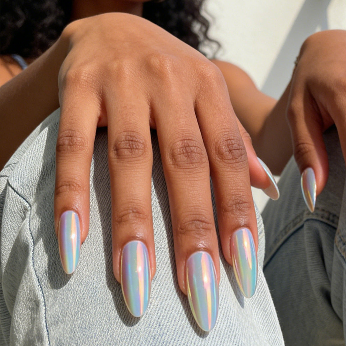 Mystical Glamour Medium Almond Iridescent Press On Nail Set