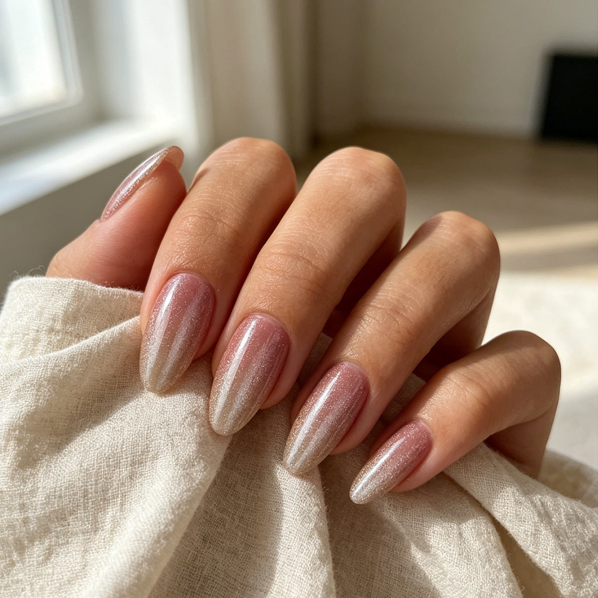 Elegant Fantasy Medium Almond Pink Gradient Press On Nail Set