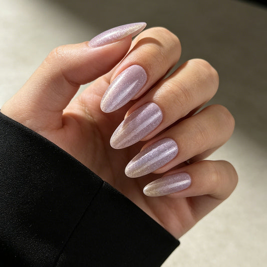 Glistening Twilight Medium Almond Purple Ombre Press On Nail Set