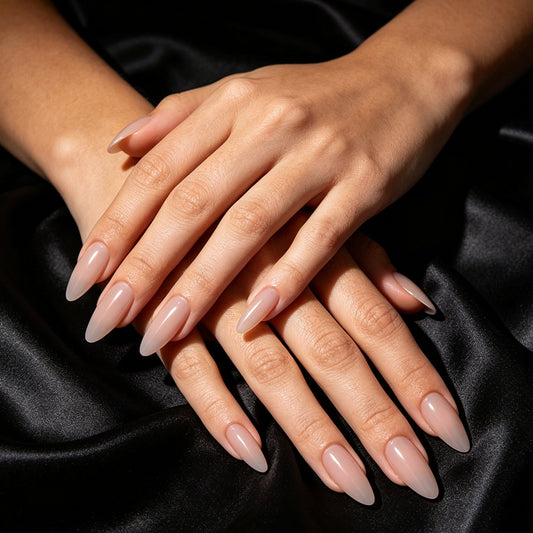 Glamorous Stiletto Medium Beige Press On Nail Set with Unique Ombre Finish