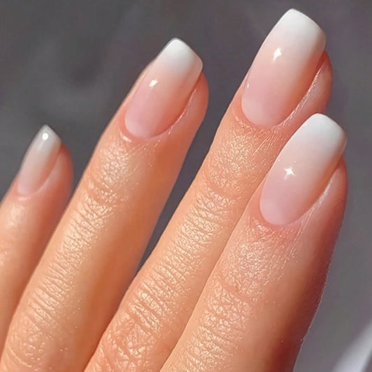 Blossom Fairytale Medium Square Ombre Pink Press On Nail Set with High Gloss Finish