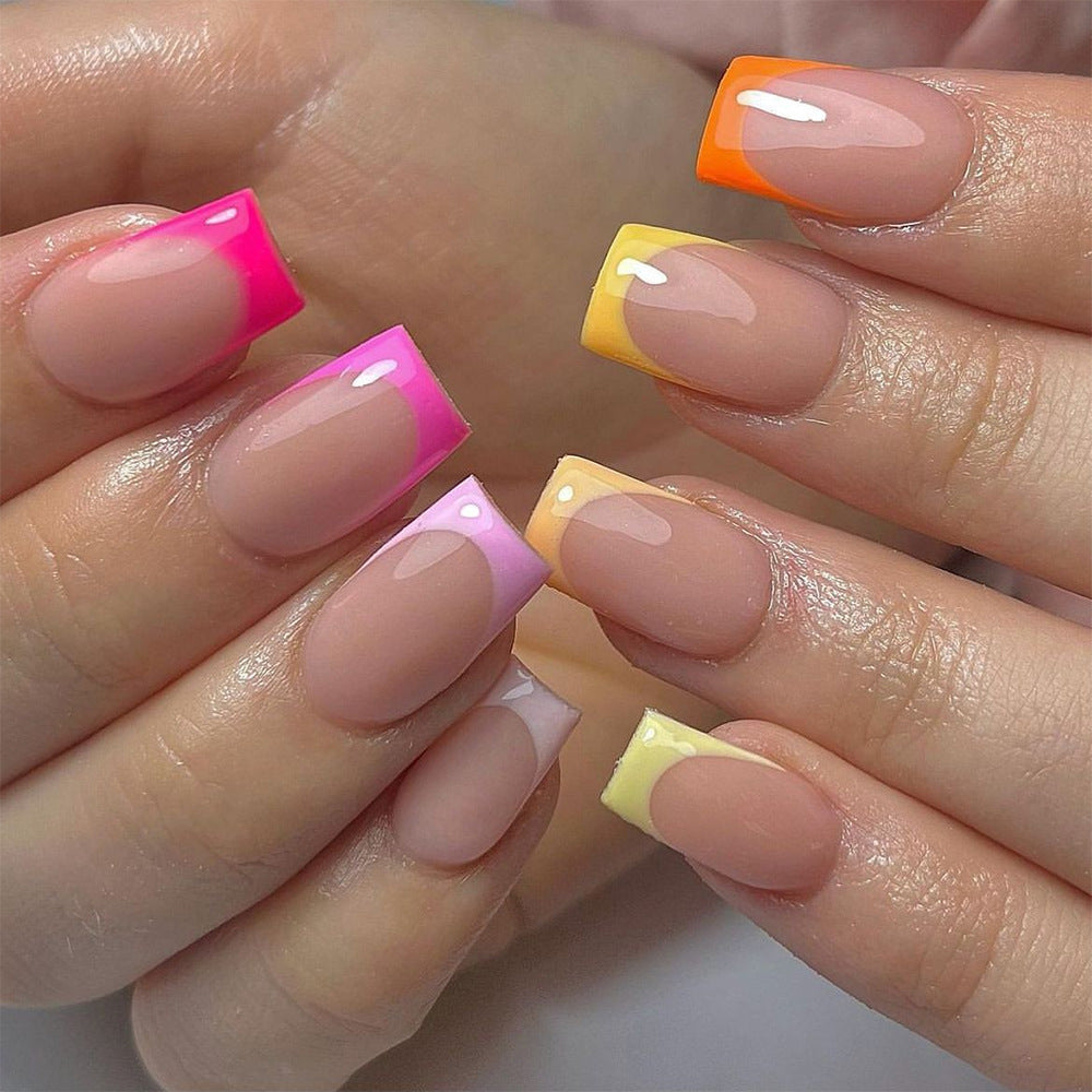 Tropical Vibe Medium Square Gradient Ombre Glossy Press-On Nail Set