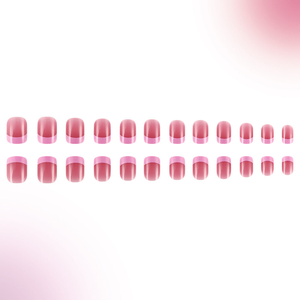 Whimsical Charm Short Square Pink Ombre Gradient Press On Nail Set with Glossy Finish