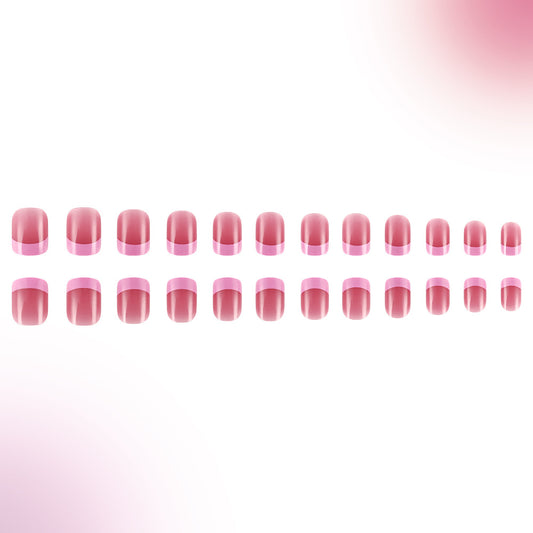 Whimsical Charm Short Square Pink Ombre Gradient Press On Nail Set with Glossy Finish