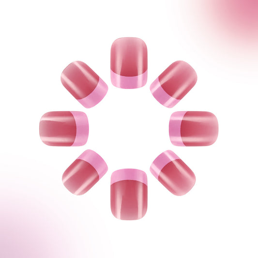 Blush Garden Press On Nail Set in Short Squoval Shape with Stunning Ombre Pink Accent