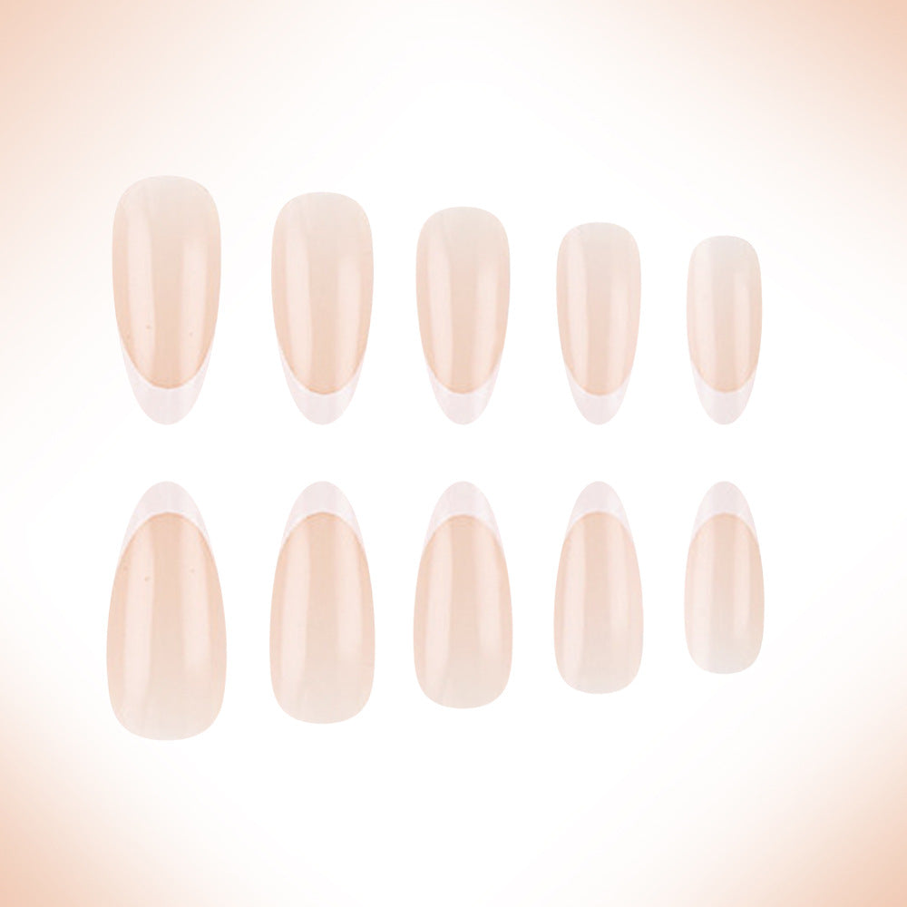 Elegant Garden Dreamy Long Almond Shaped Beige Press On Nail Set with French Tips