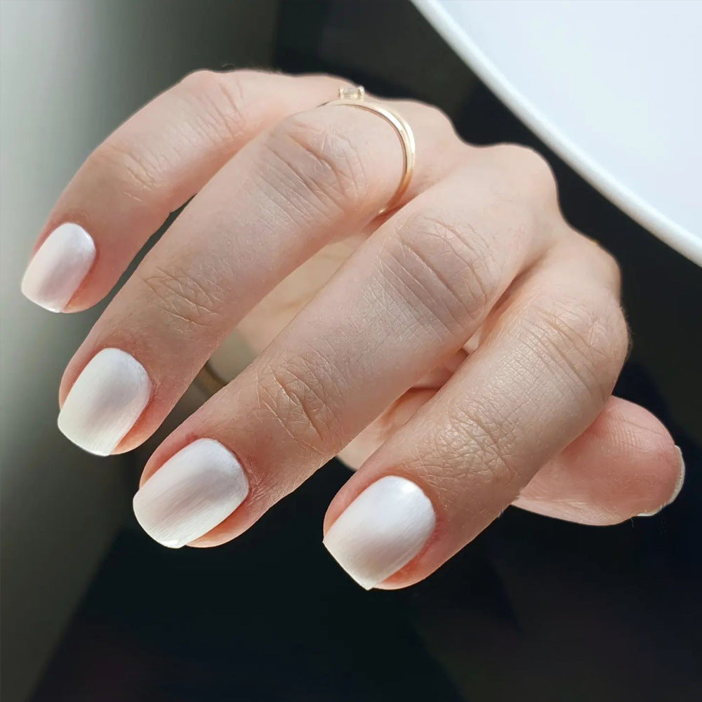 Elegant Whisper Medium Square White Press On Nail Set with Smooth Matte Finish