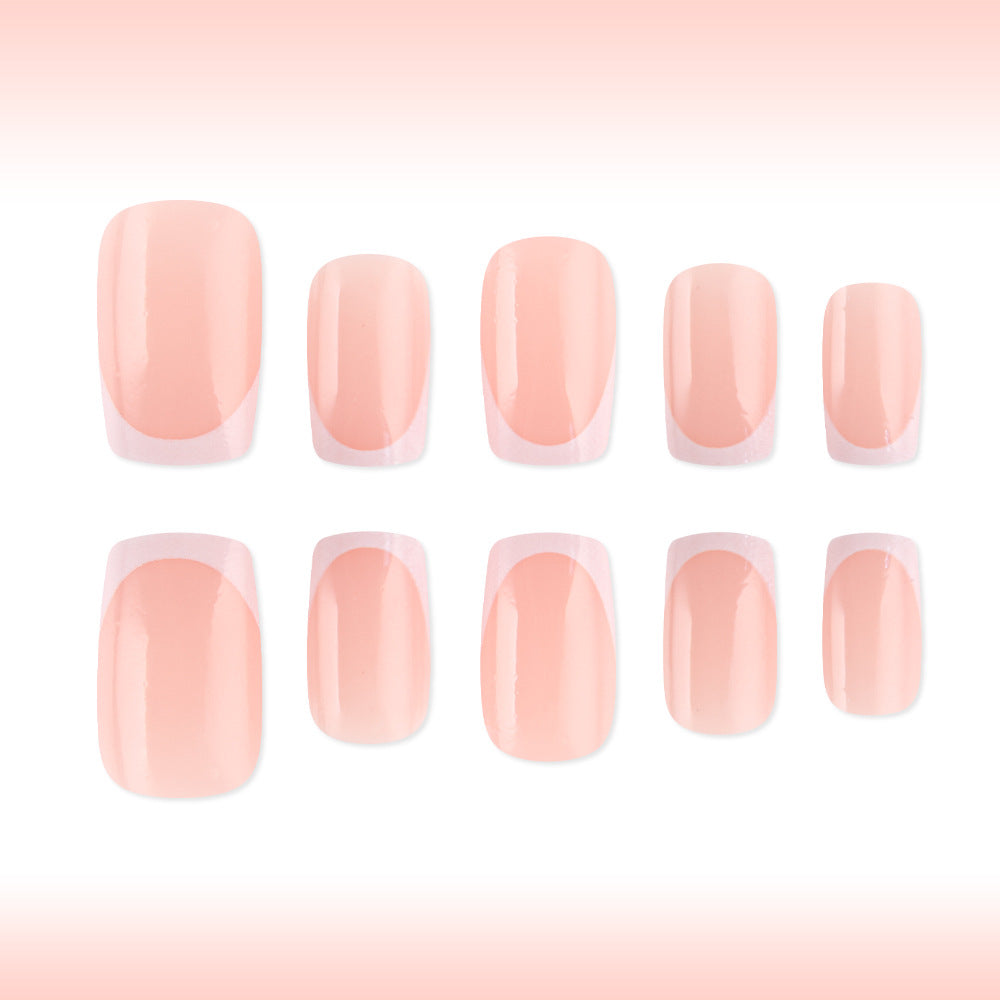Chic Elegance Short Square Blush Pink Press On Nails with Glossy Finish