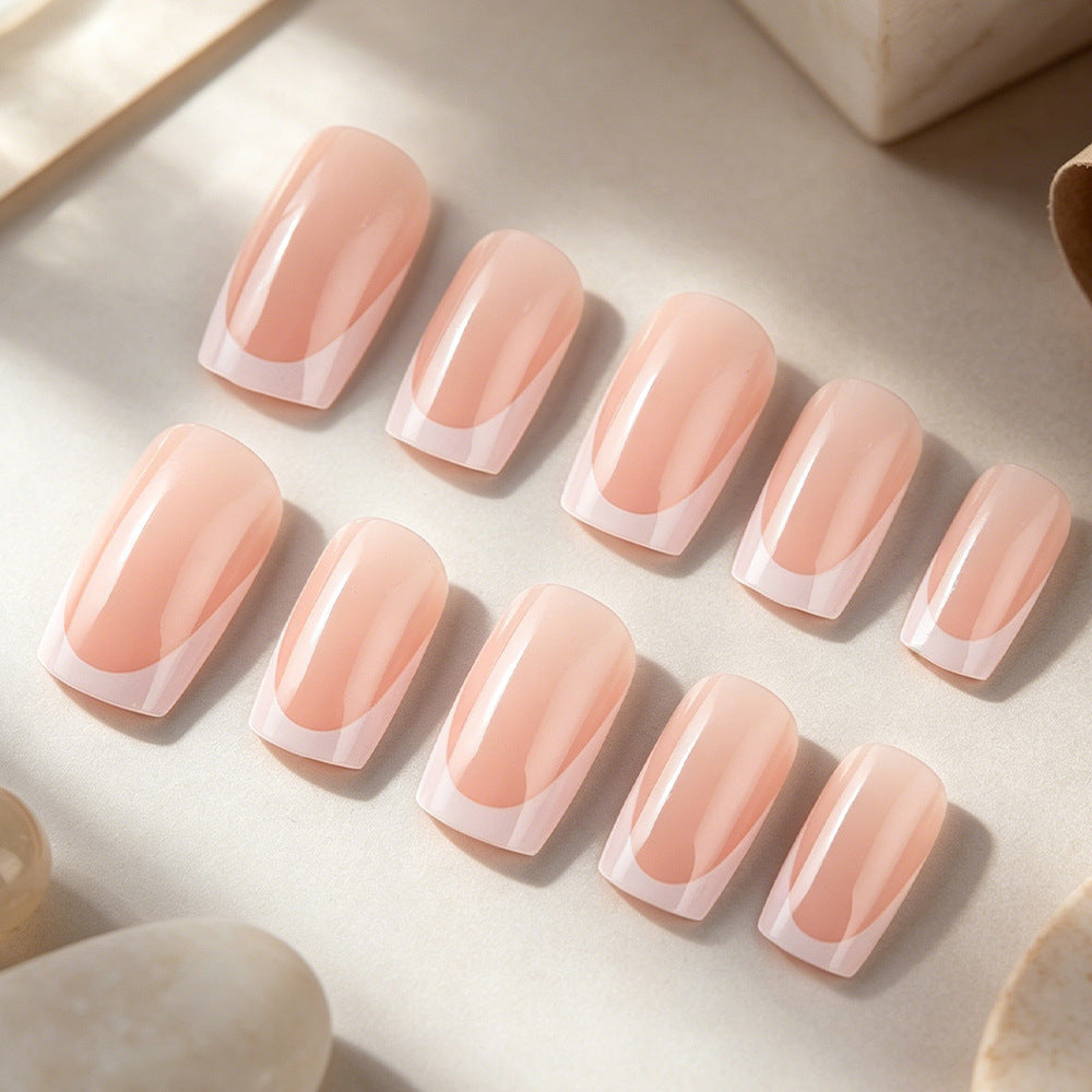 Blush Radiance Medium Square Soft Shimmer Press On Nail Set