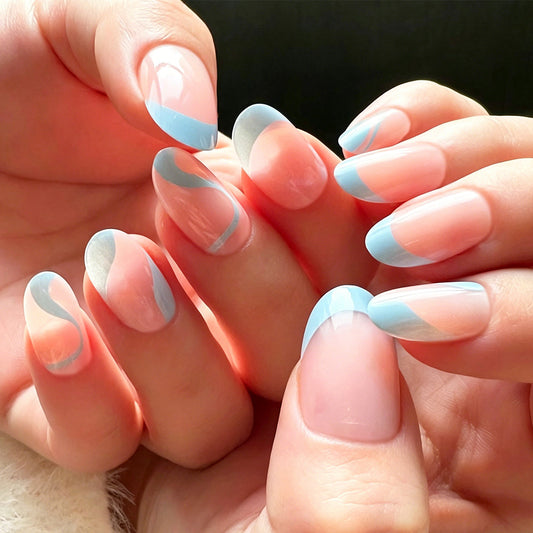 Serene Waves Medium Oval Pastel Ombre Press-On Nail Set