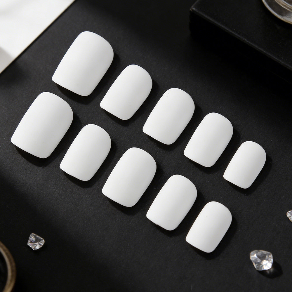 Chic Elegance Press on Nail Set Short Square White Matte Finish with Smooth Texture