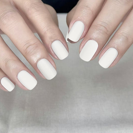 Elegant Winter Wonderland Square Medium White Press On Nails with Matte Finish