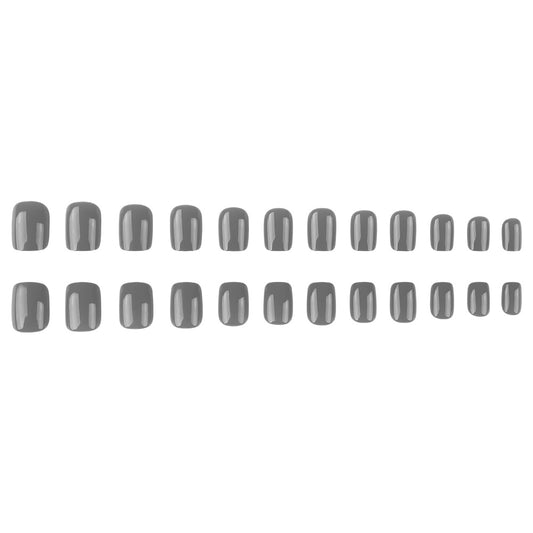 Glamorous Urban Chic Medium Square Shape Gray Glossy Finish Press On Nail Set