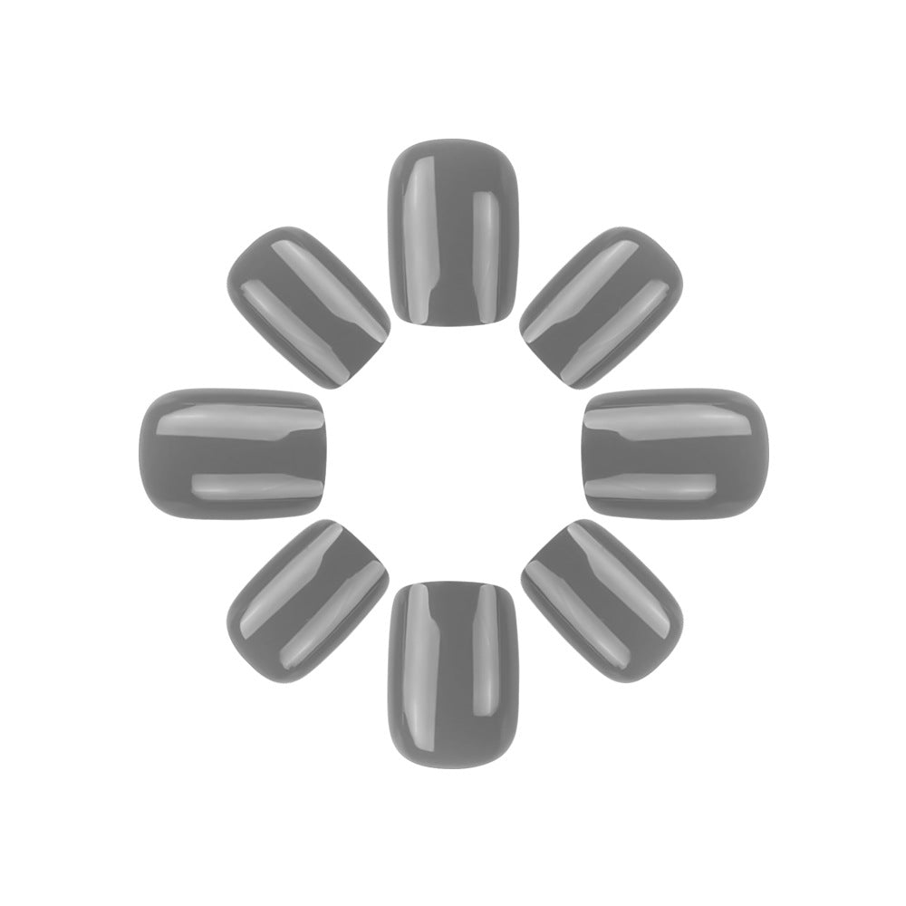 Chic Urban Aesthetic Medium Square Gray Press on Nail Set with High Gloss Finish