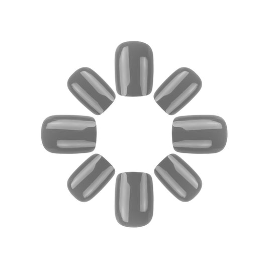 Chic Urban Aesthetic Medium Square Gray Press on Nail Set with High Gloss Finish