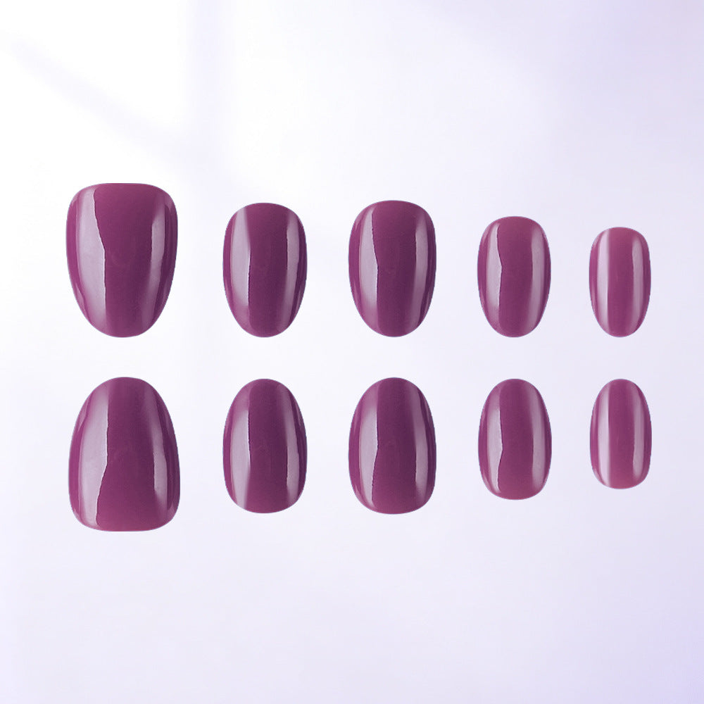 Whimsical Elegance Short Oval Rich Purple Glossy Press On Nail Set
