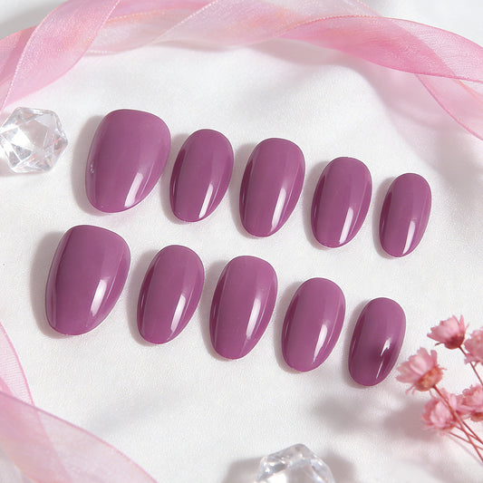 Chic Lavender Dream Short Oval Press On Nail Set Glossy Finish with Elegant Shine