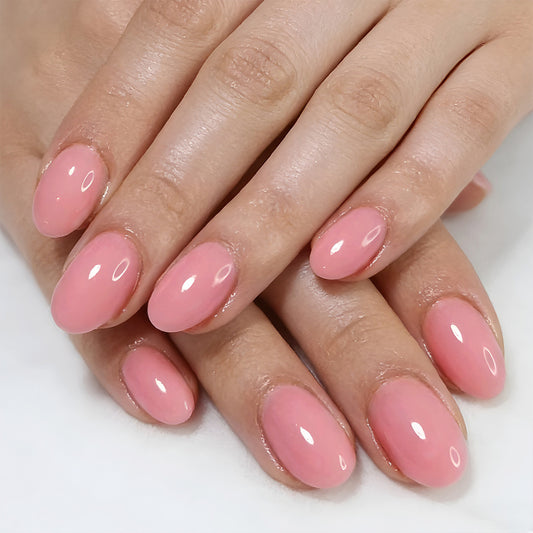 Blossom Serenity Short Oval Pink Press On Nail Set with Glossy Finish