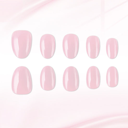 Blossom Bliss Short Oval Light Pink Glimmering Press-On Nail Set