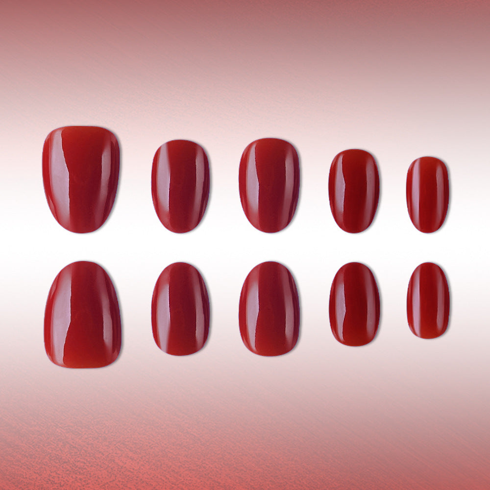 Glamorous Elegance Bold Red Short Oval Press On Nail Set Featuring High Gloss Finish