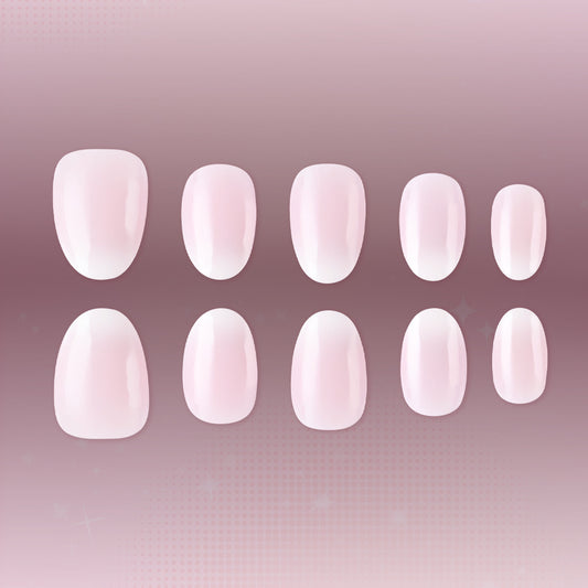 Dreamy Blossom Elegant Short Oval and Rectangular Soft Pink Press On Nail Set with Glossy Finish