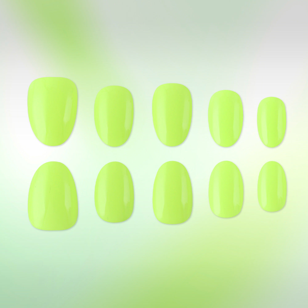 Vibrant Sunshine Collection Short Oval Bright Green Glossy Press on Nail Set