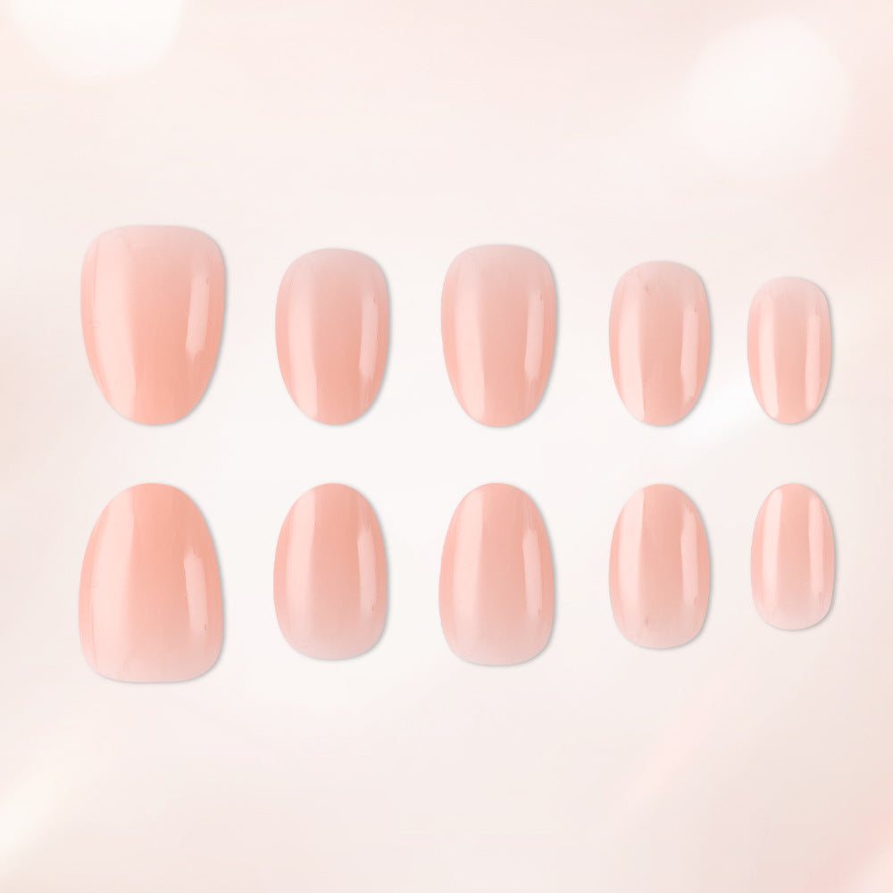 Blush Oasis Elegant Short Oval and Square Press-On Nail Set with Glossy Finish