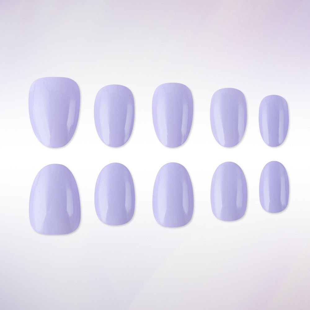 Whimsical Lavender Dream Short Oval Press-On Nail Set with Glossy Finish
