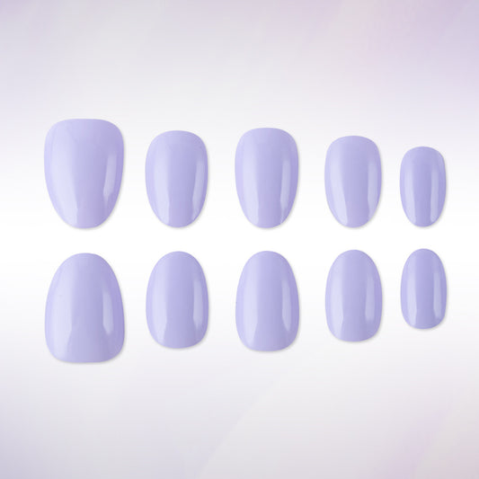 Whimsical Lavender Dream Short Oval Press-On Nail Set with Glossy Finish