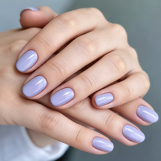 Dreamy Lavender Elegance Glossy Short Oval Long-Lasting Press On Nail Set