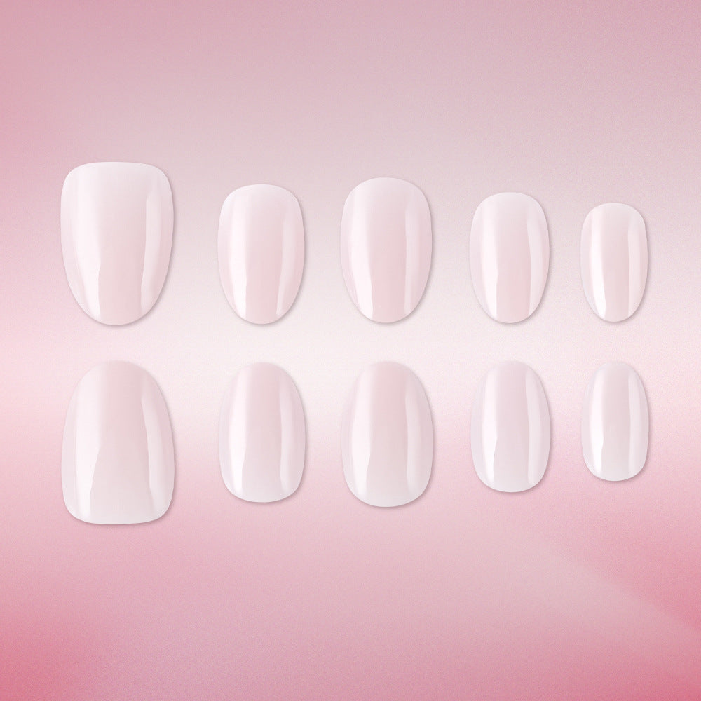 Delicate Blossoms Natural Short Oval Pink Glossy Press On Nail Set with Versatile Sizes
