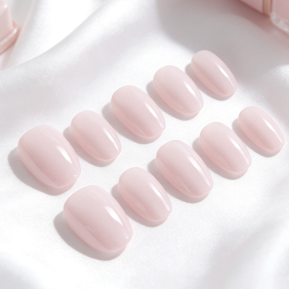 Dreamy Elegance Short Oval Soft Pink Glossy Press On Nail Set for Effortless Style and Radiance