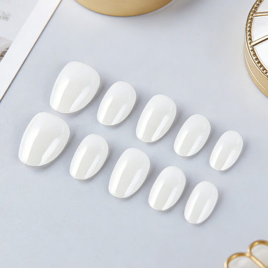 Enchanting Elegance Short Square White Press On Nail Set with Glossy Finish