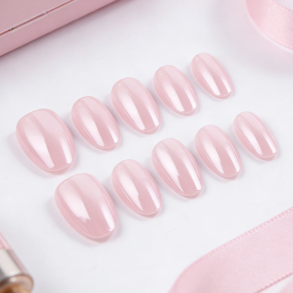 Whimsical Garden Soft Pink Short Square Shaped Press On Nail Set with Glossy Finish